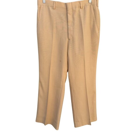 Christian Dior Paris Vintage Mens Beige Linen Dress Casual Flat Front Pants - Picture 1 of 13